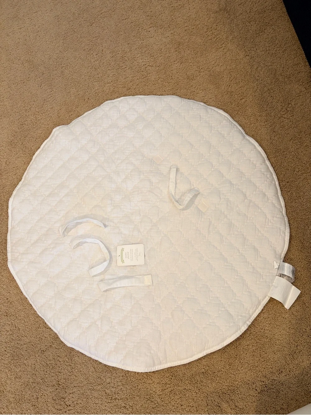 Pottery Barn Kids Muslin Round Play Mat floral in Peach, Pink & Green 4 pics